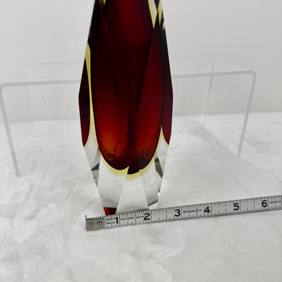 Faceted Mandruzzato Murano Sommerso 6.75" Glass Vase by Flavio Poli for Seguso - Picture 14 of 16
